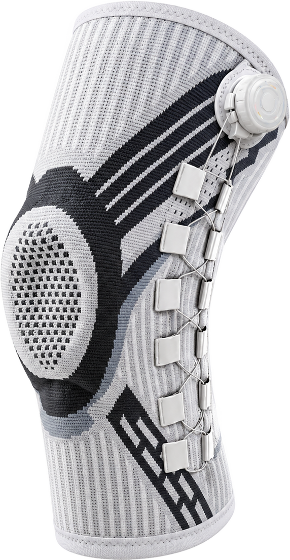 Dial-Fit Knee Sleeve in white with the dial on the side